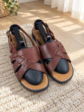 The Leather Collection Brown Leather Strappy Slingback Sandals Women’s 9.5